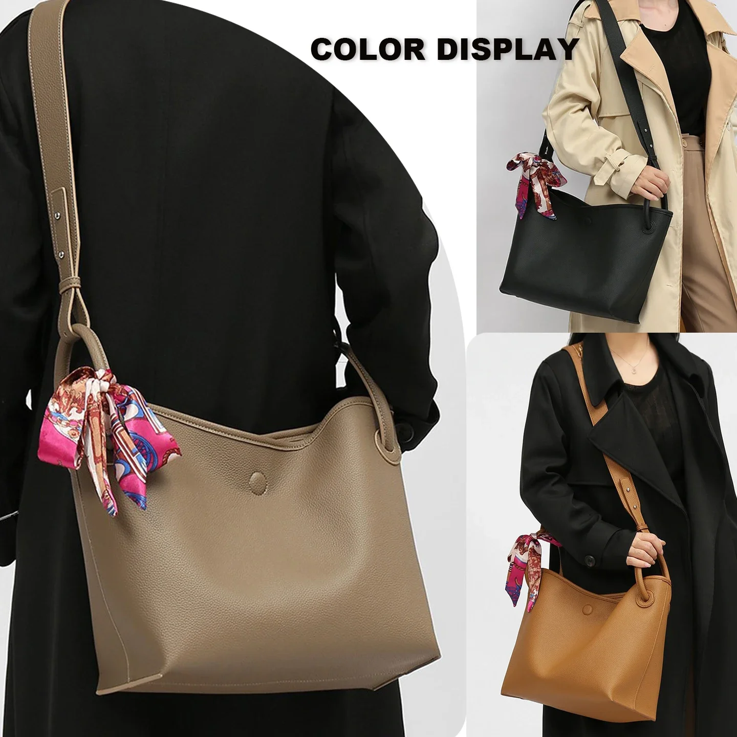 라이트 럭셔리 고급 여성용 토트백 PU 가죽 솔리드 컬 - Luxury Bags Tote 리뷰 및 가격